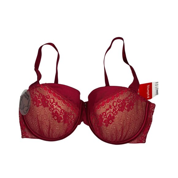 NWT Triumph “Satin Shine WHU” Lace Push-Up Bra – 34D (Crimson Red) - Picture 1 of 7